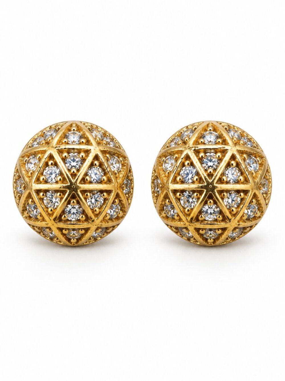 Aurelia Gold Lattice Crystal Stainless Steel Stud Earrings